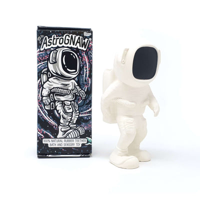 AstroGNAW astronaut natural rubber teething toy in white