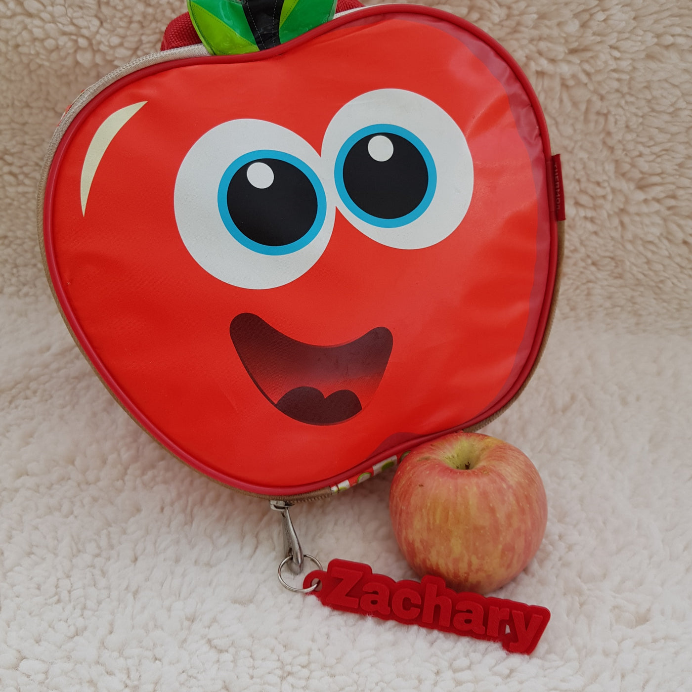 Personalised 3d printed keyring for a school lunch bag