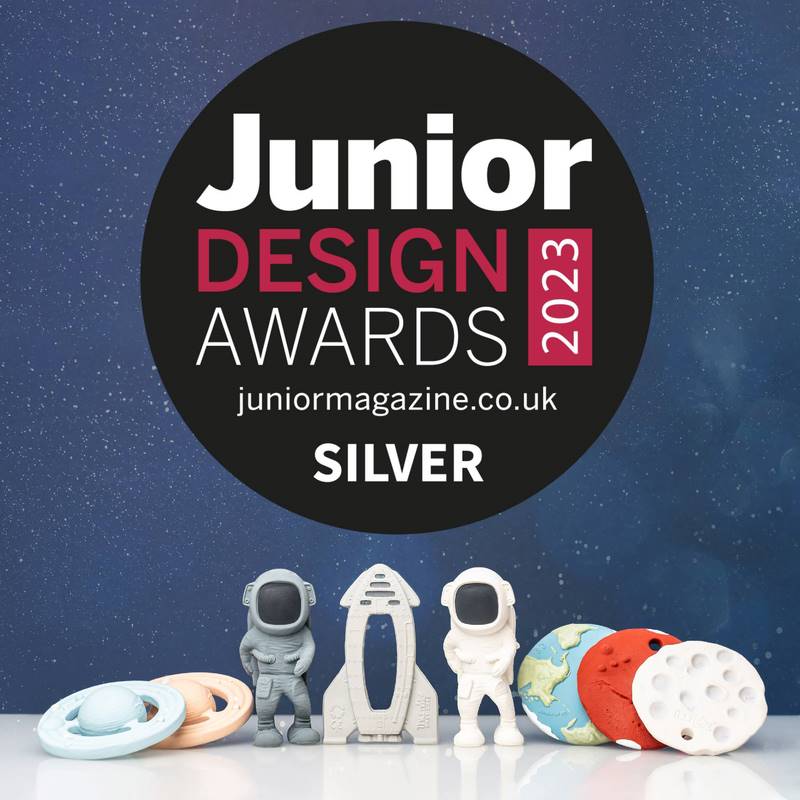 Our Space Teether Toys win a SILVER Best Toy Design Junior Design Award 2023
