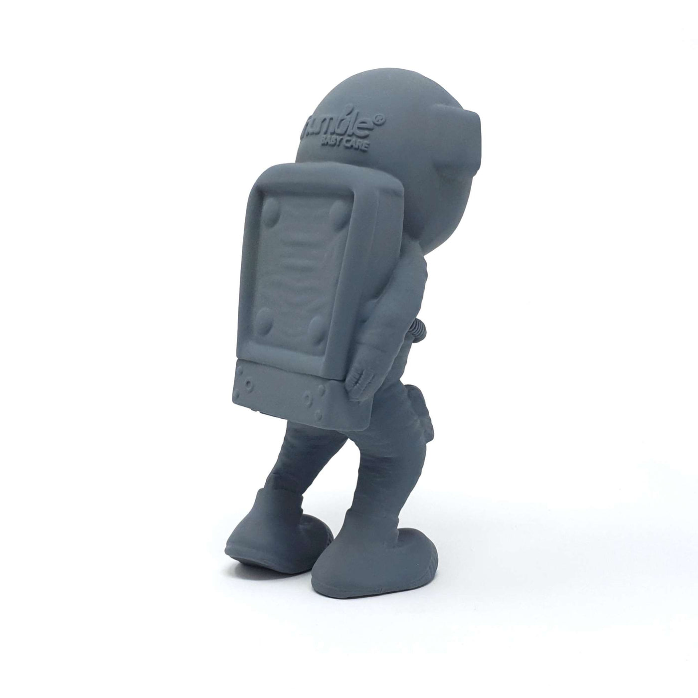 Highly detailed AstroGNAW astronanut shaped baby toy with backpack and lunar boots in grey
